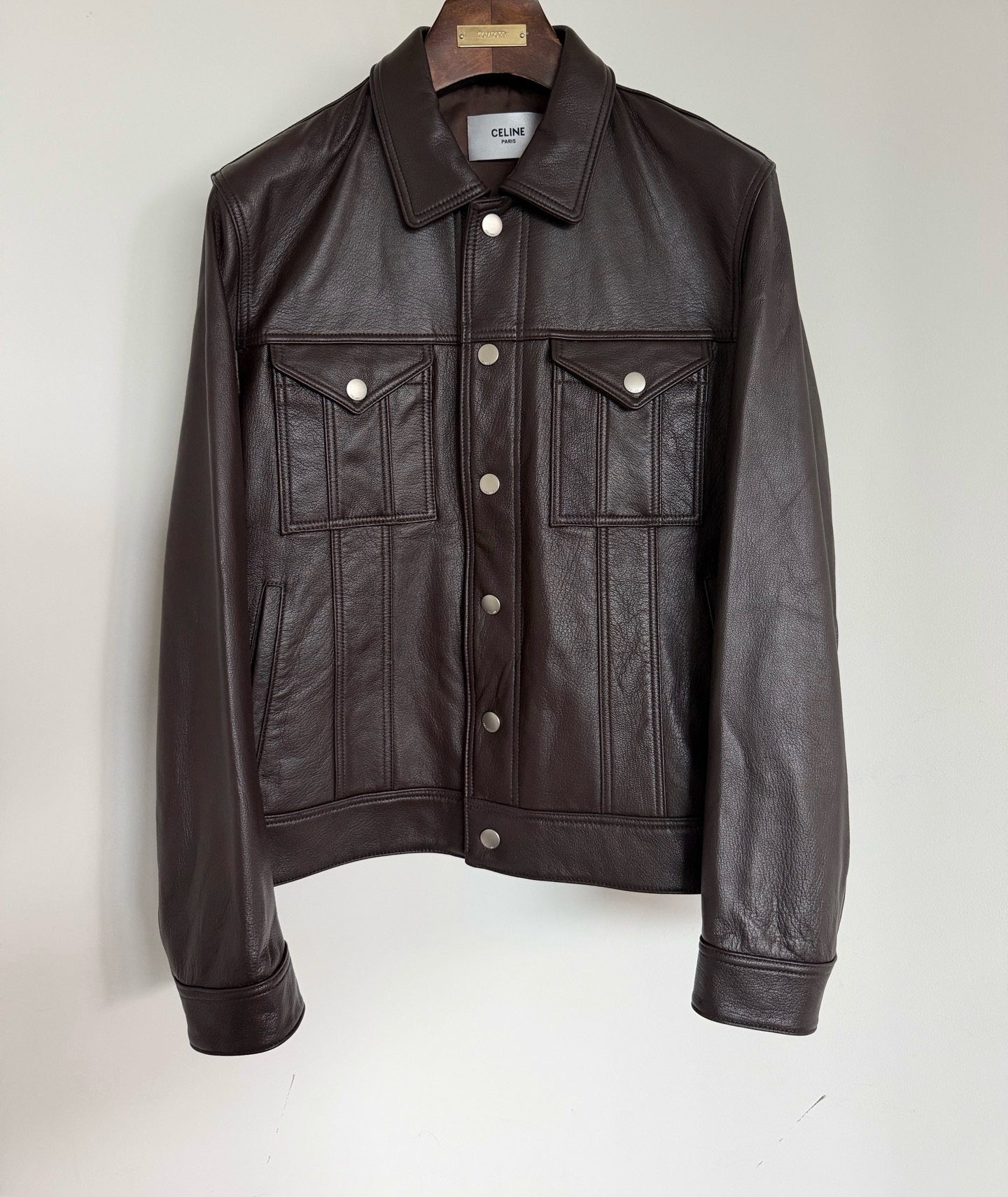 Celine Brown Leather Button Jacket