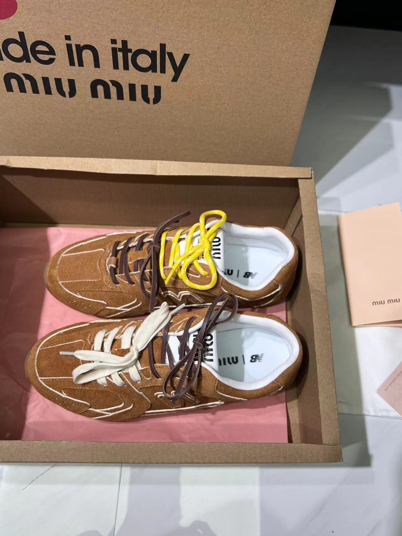 Fake High Quality
 MiuMiu Shoes Sneakers Splicing Sheepskin Sweatpants