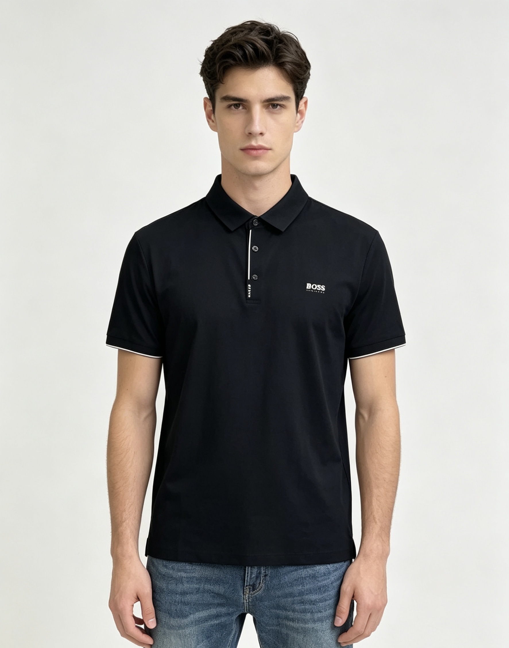 NO:845626,boss2026ss summer new letter logo men's lapel Polo shirt!  Classic business men's style, the ceiling-level business men's style of high-end men's clothing!  Simple and fashionable yet elegant, it looks great when worn alone, and quality control/details control can be taken away with your eyes closed. It is low-key, luxurious and connotative!  Custom-woven ice silk traceless fabric provided by customers has excellent breathability and heat dissipation and perspiration. The upper body comfort is completely better than ordinary single-sided jersey tissue!  The classic brand LOGO on the chest is made with top-notch craftsmanship. The LOGO is three-dimensional, clear and full, and has extraordinary texture. Whether it is worn as an inner layer or worn alone, it is a classic product!  The exquisite tailoring process, every detail is handled very standard and delicately, which cannot be compared with other low-end products on the market. It is a must-have basic and versatile Polo shirt for men!  Size M-4XL,,19860909boss2026ss夏季新款字母logo男士翻领Polo衫！经典商务男款,高端男装的天花板级别的商务男款！简约时尚大气不失优雅,单穿内搭体面过人,品质控/细节控的闭眼带走,低调又奢华有内涵！ 客供定织冰丝无痕面料,透气性和散热排汗性极佳,上身舒适程度完全优于普通单面汗布组织！胸前经典的品牌LOGO标识,采用顶级工艺打造,LOGO立体清晰饱满,质感非凡的特质,无论是内搭还是单穿都是一款经典领域的产品！精妙绝伦的裁剪工艺,每一个细节处理的非常标准细腻,非市面一般LOW货可以媲美的,男士必入基础百搭款Polo衫推荐！ 尺码M-4XL,,,Men's clothing