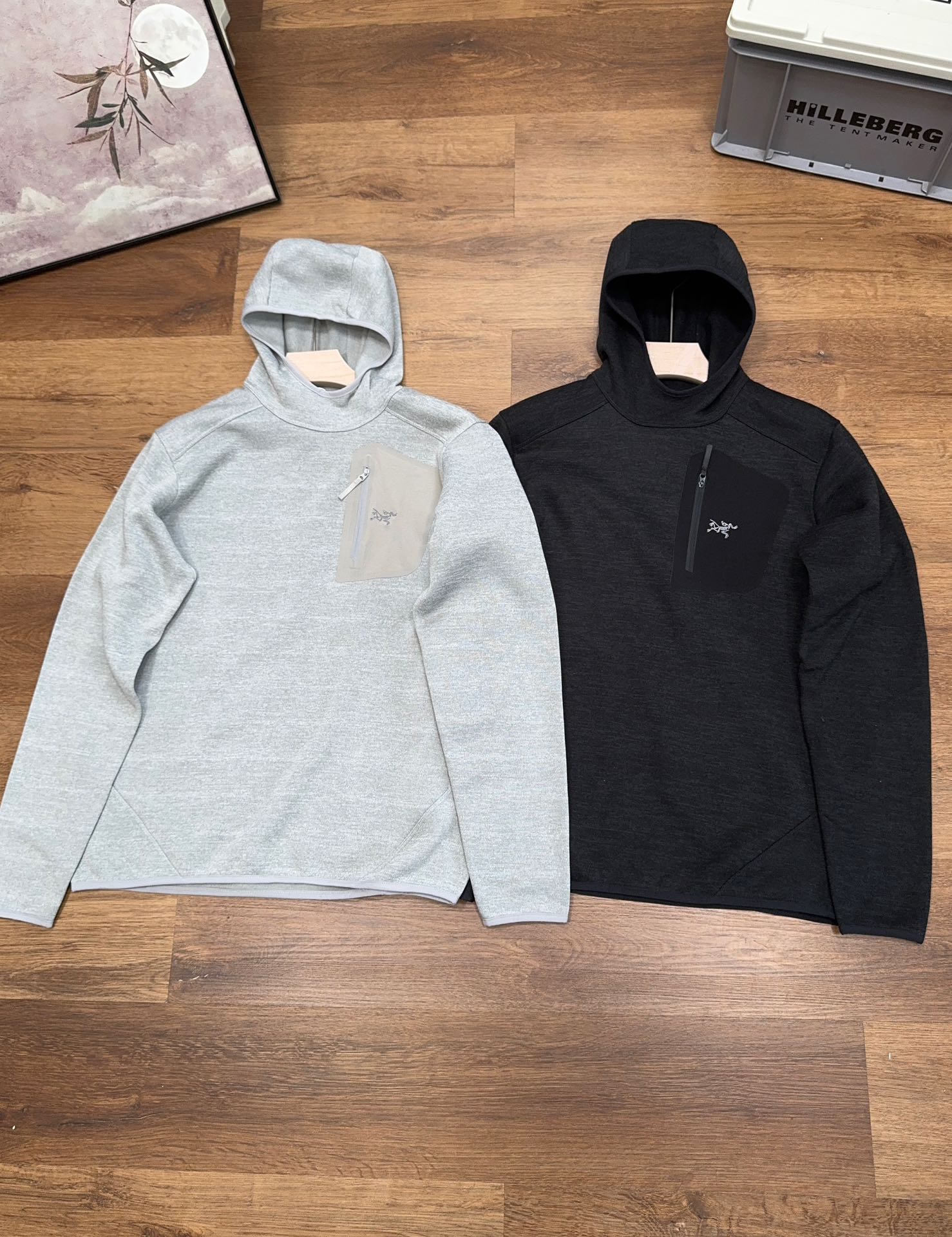 Arcteryx Kleding Sweatshirts Zwart Grijs Lichtgrijs Borduurwerk Mannen Breien Lente/herfstcollectie Fashion Bovenzijde met capuchon