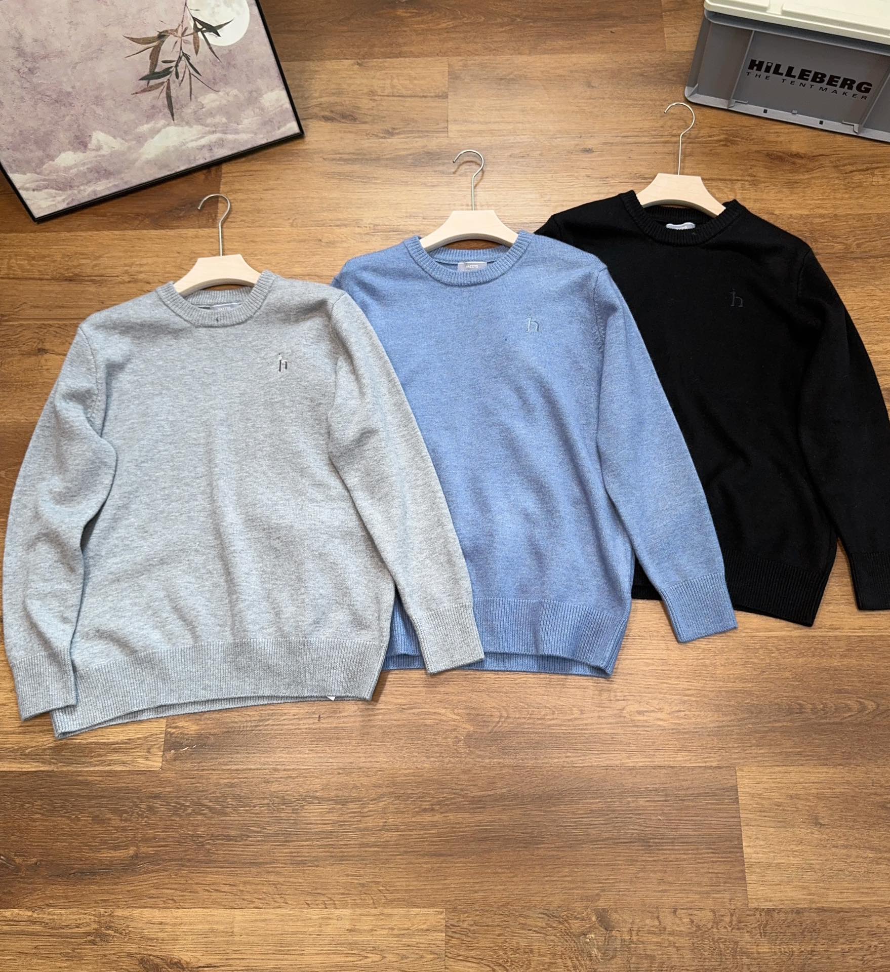 Hazzys Kleding Trui Sweatshirts Zwart Blauw Grijs Borduurwerk Mannen Breien Wol Herfst/winter collectie Fashion