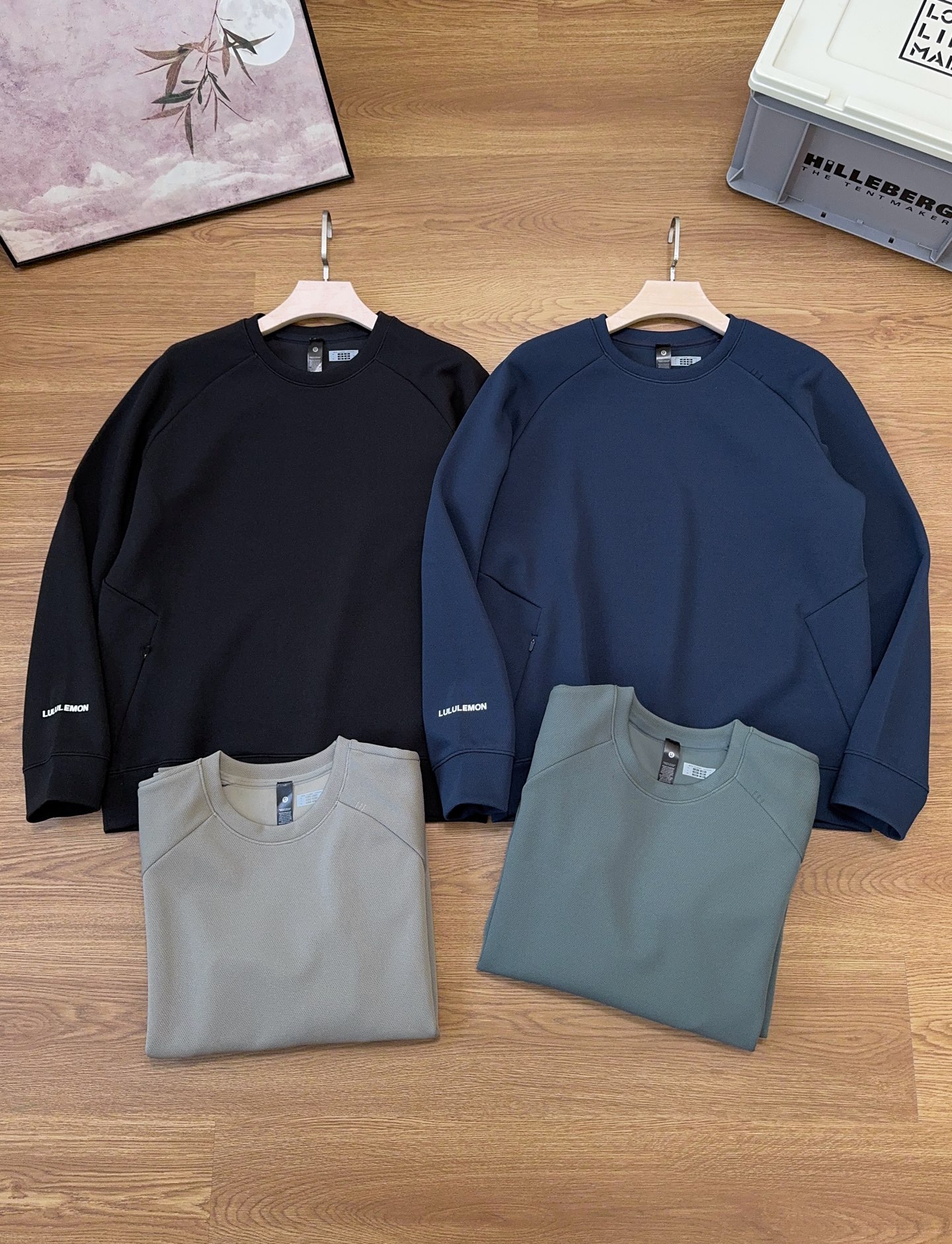 Men's Waffle Knit Pullover Sweatshirt - Casual Long Sleeve Crewneck