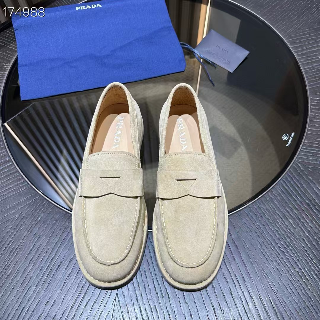 Prada Leather Loafers with Enamel Triangle Logo - Modern and Stylish 1 Prada Leather Loafers with Enamel Triangle Logo - Modern and Stylish