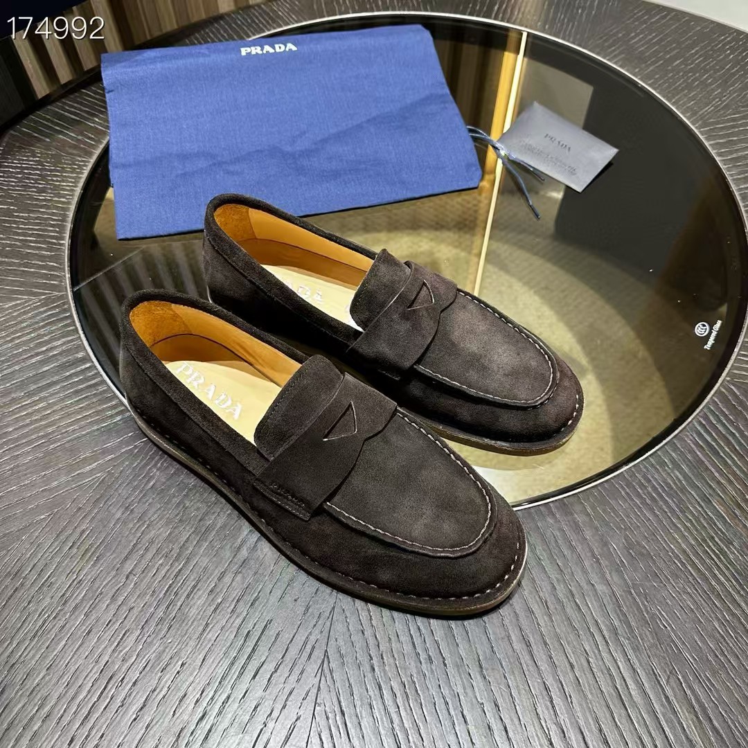 Prada Leather Loafers with Enamel Triangle Logo - Modern & Comfortable 3 a1745744612066 3326