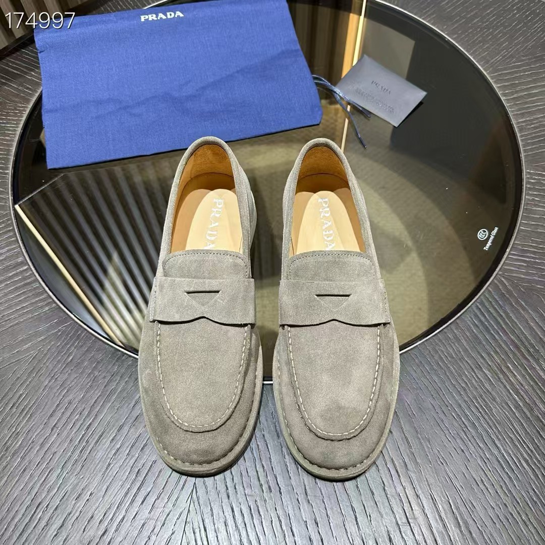Prada Leather Loafers with Enamel Triangle Logo and Leather Lining 1 Prada Leather Loafers with Enamel Triangle Logo and Leather Lining