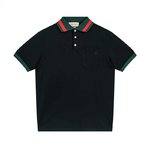 Gucci Clothing Polo T-Shirt Black Green Red Embroidery Short Sleeve