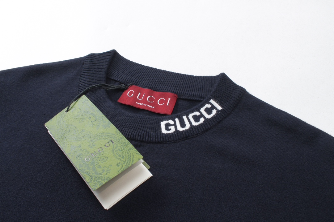 Gucci 24ss新款领口提花字母针织短袖