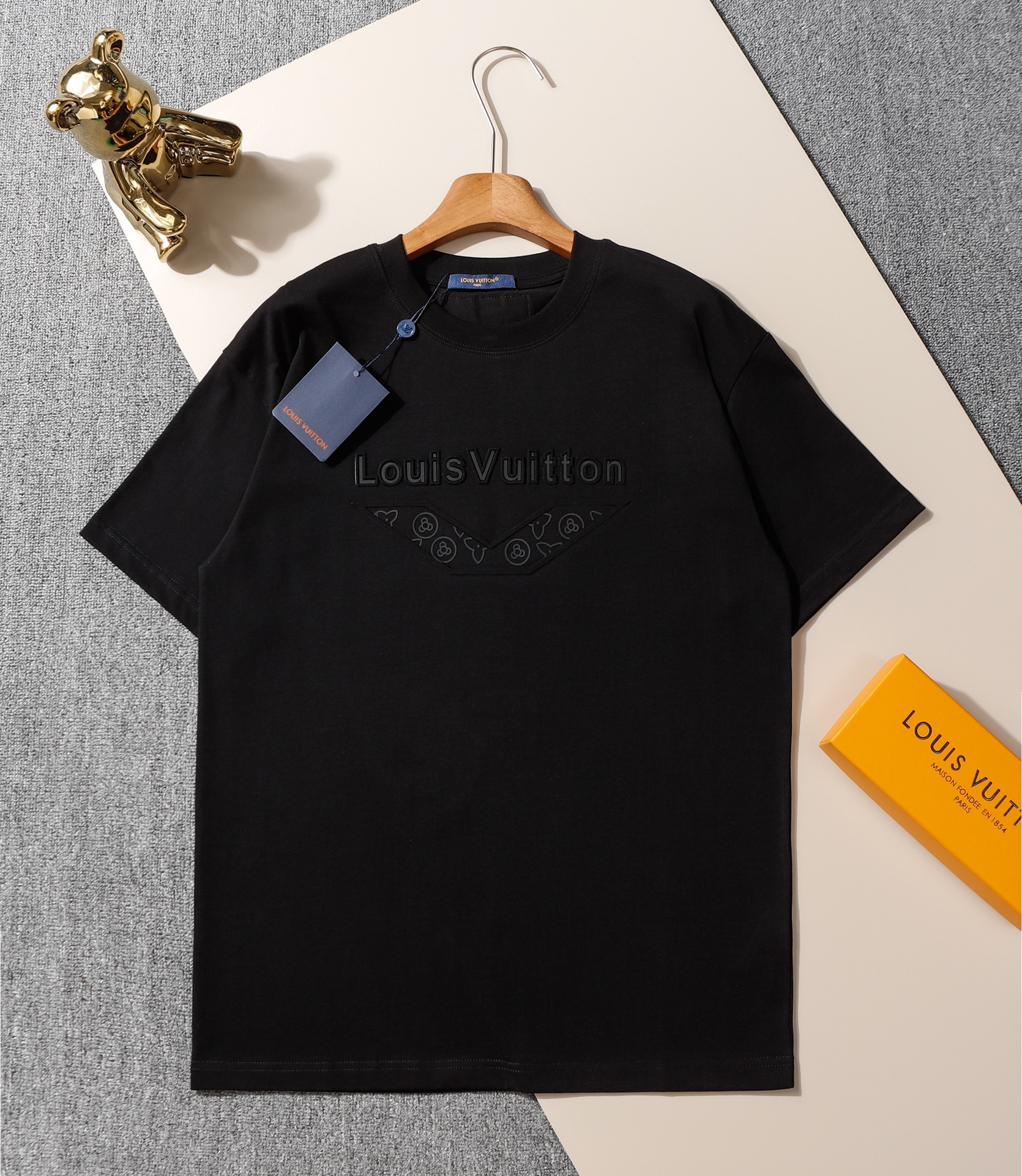 Louis Vuitton Clothing T-Shirt Embroidery Cotton Short Sleeve