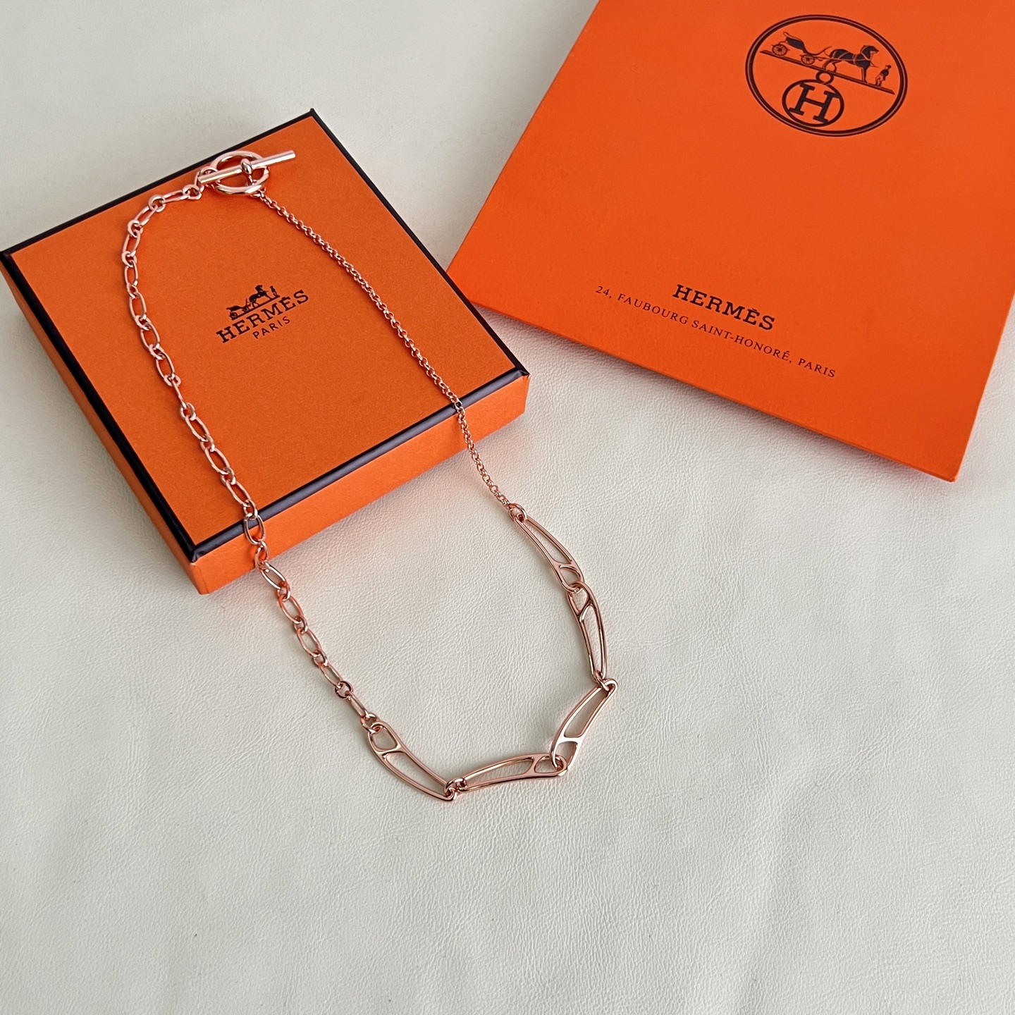 Hermes Punk necklace rose gold 40cm
