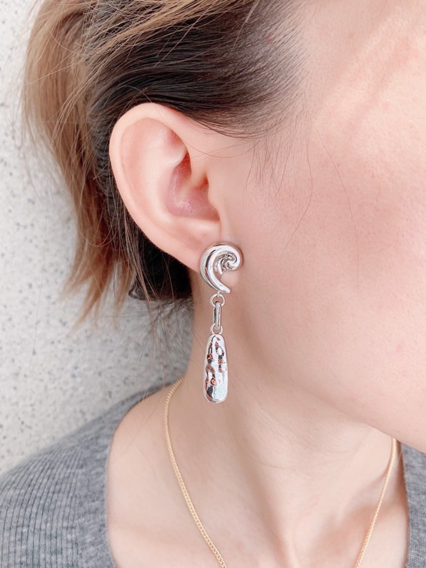 Celine Spiral Drop Earrings earrings silver-toned metal no accent stones 4 5cm drop length