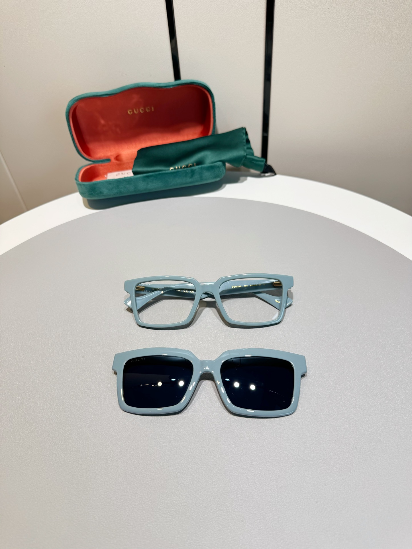 冰川蓝 实物颜色好漂亮  少有的颜色 GUCCI GG1543 一镜两用眼镜架