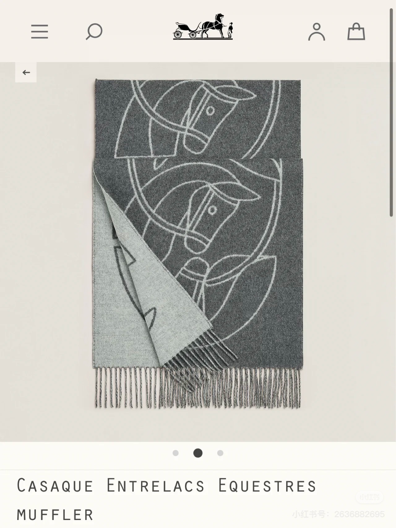 Hermès 爱马仕Casaque Entrelacs Equestres围巾 这款山羊绒围巾采用细腻的撞色提花编织