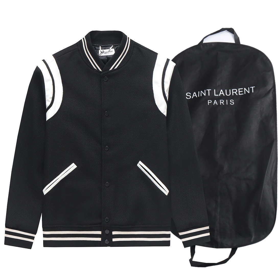 Yves Saint Laurent Clothing Coats & Jackets Black White Unisex Wool