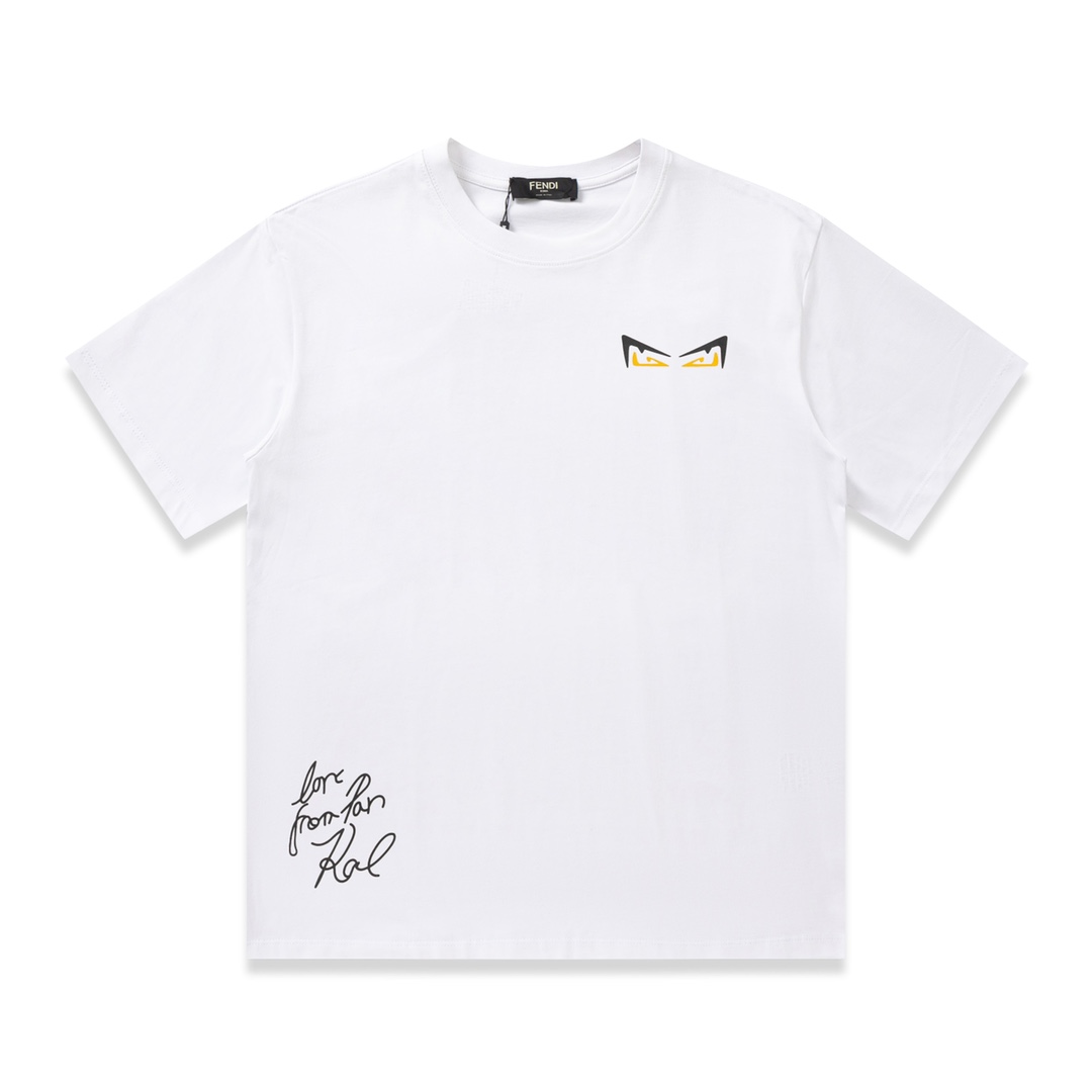 【Fendi】芬迪24ss camiseta de manga corta con estampado de ojos, serie de ojos, camiseta de manga corta con estam…