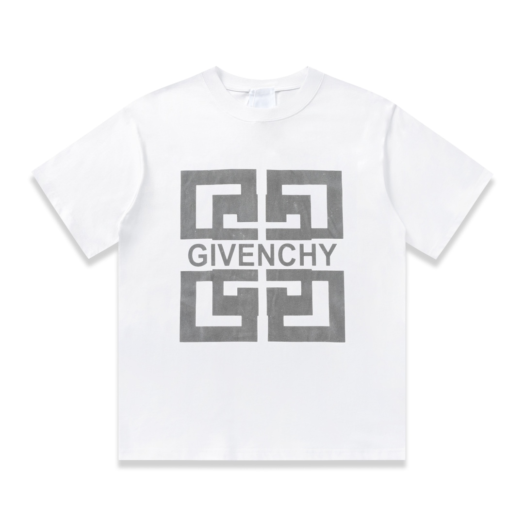 [Givenchy] ¡Camiseta de manga corta de algodón puro con logo flocado 24ss de alta calidad de Givenchy, tela d…