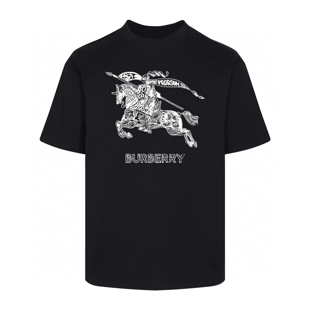 Burberry/巴宝莉 24ss new trendy embroidered crew neck t-shirt. Color: black. Sizes: S M L XL. Latest autumn/winter, same a…