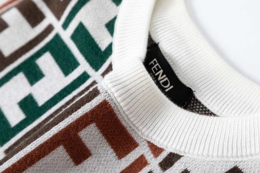 Fendi 23ss Knitted Round Collar Sweater: Premium Wool Blend, Imported Knitting, 500g, Sizes S-L. - 图片 7