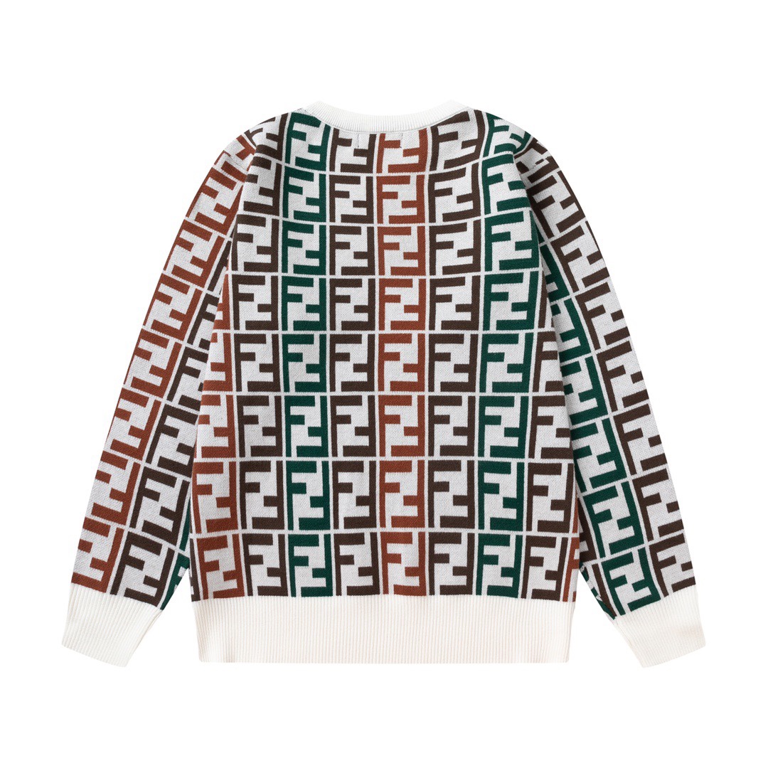 Fendi 23ss Knitted Round Collar Sweater: Premium Wool Blend, Imported Knitting, 500g, Sizes S-L. - 图片 2