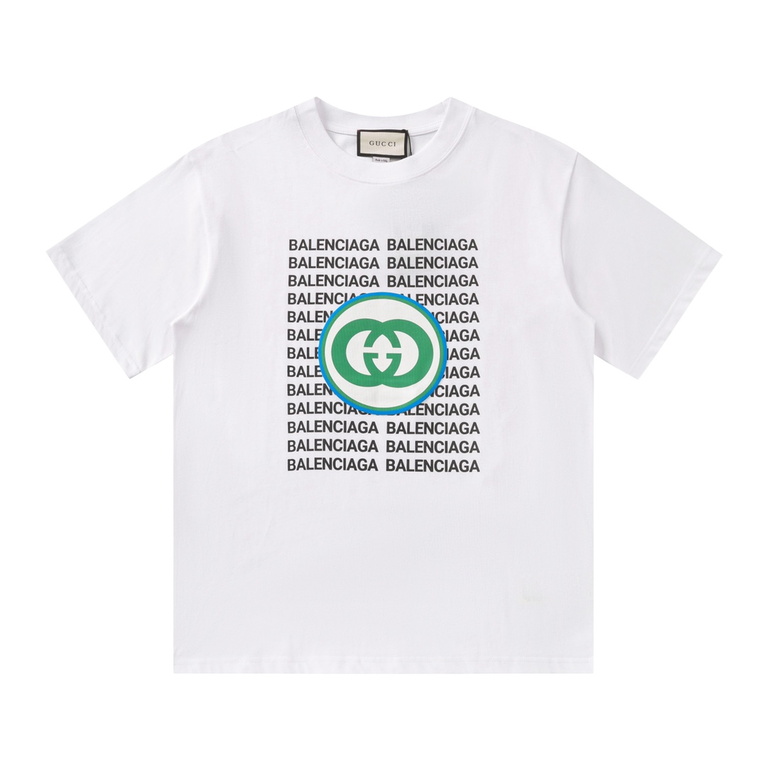 Gucci/古驰24ss edición clásica con estampado de gran tamaño. Colores: negro, blanco. Tallas: XS-L. Tela teñida en el mism…