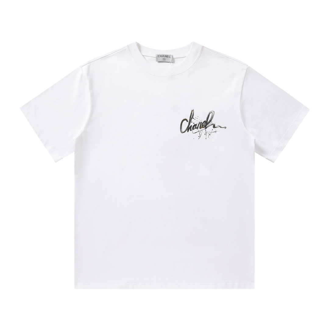 Chanel/24SS camiseta de manga corta con estampado de letras, colores: negro, blanco, tallas: XS S M L. Impresión de mal…