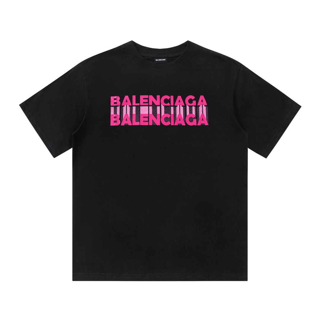 Balenciaga Ropa Camiseta Negro Blanco Impresión Universal para hombres y mujeres Colección primavera – verano Manga corta