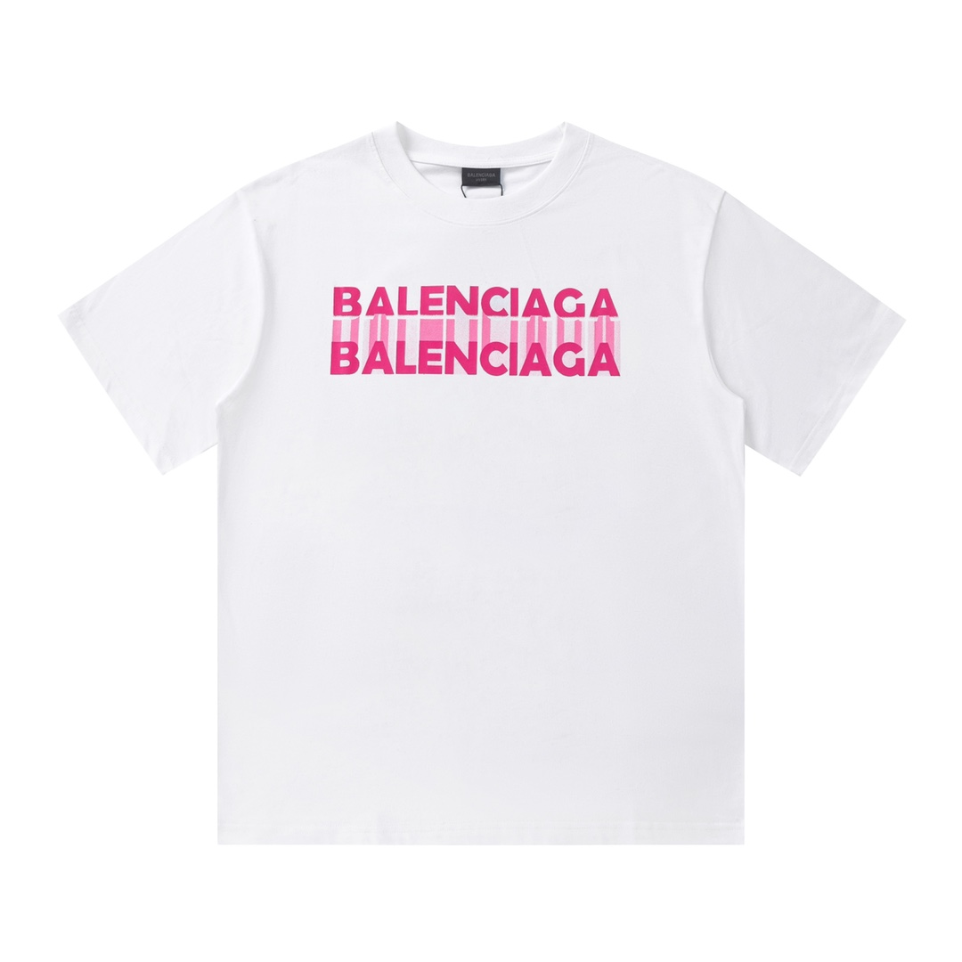 Balenciaga Ropa Camiseta Negro Blanco Impresión Universal para hombres y mujeres Colección primavera – verano Manga corta