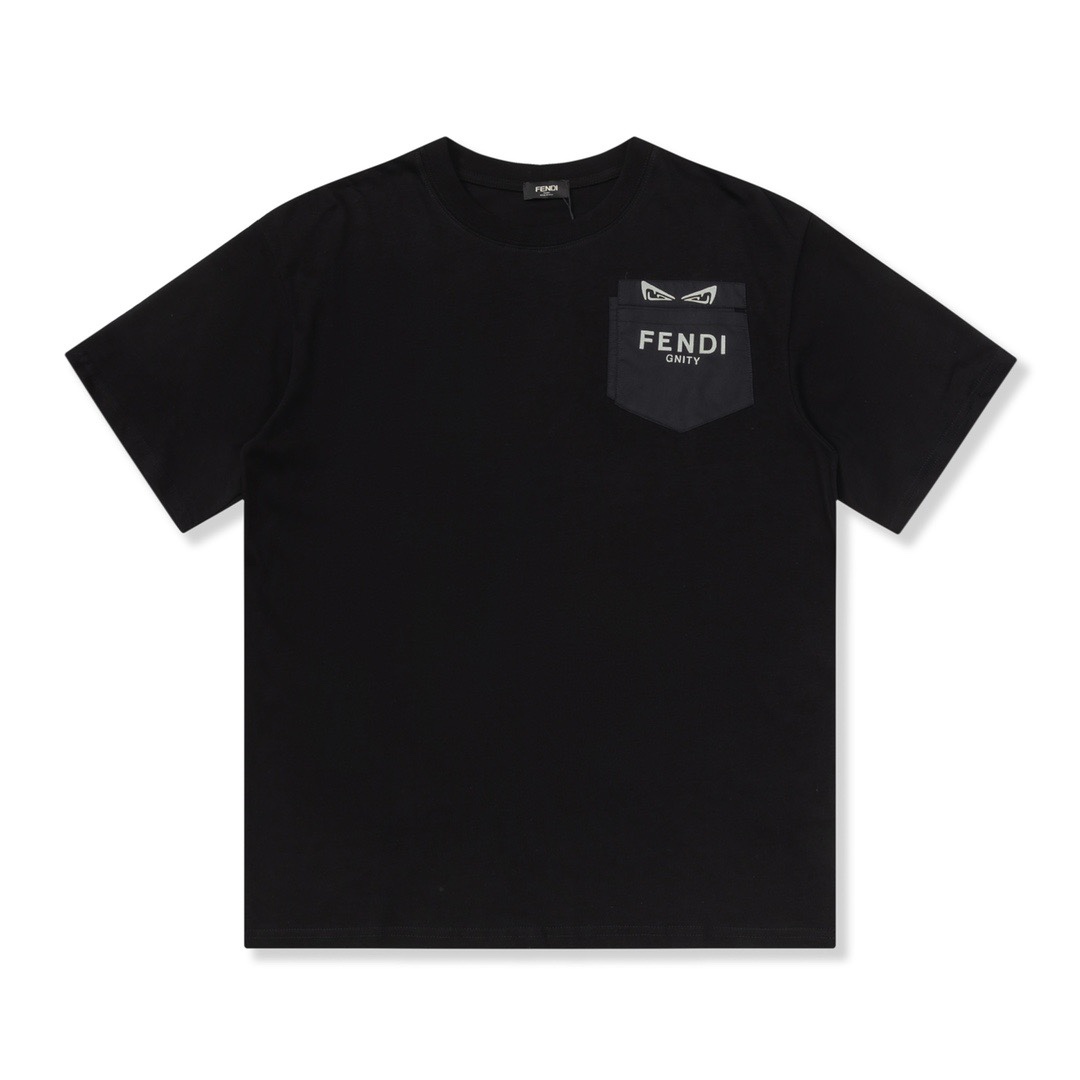 FENDI / Fendi 23ss camiseta de manga corta con bolsillo en el pecho y estampado de terciopelo. Colores: negro…
