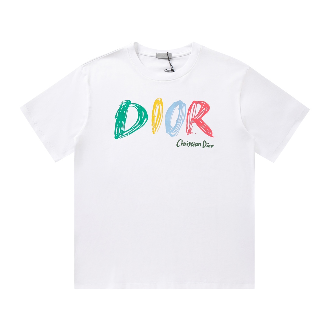 Dior / Dior 24ss camiseta con estampado de letras de cd en color, logotipo de manga corta, exquisitamente actualizado, …