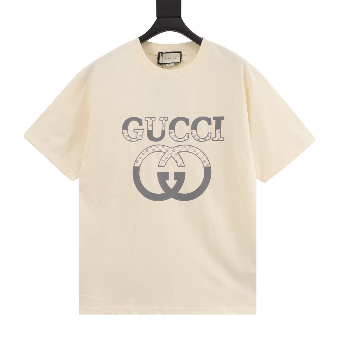 GUCCI/Gucci 23SS camiseta de manga corta clásica de pareja con logo de doble G entrelazado, una camiseta súper clásica …