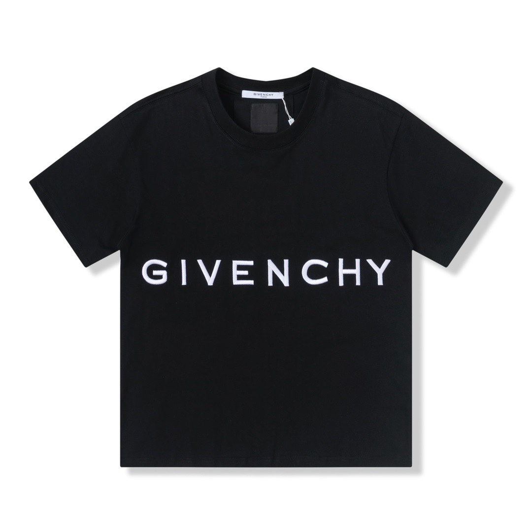 Camiseta Givenchy/Givenchy 22SS de manga corta con logo de letras de cuatro cuadrados bordado. Algodón mercerizado de d…