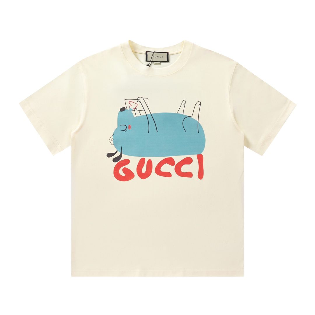 GUCCI/Gucci 24ss nueva colección de camiseta de cuello redondo de la serie de patrones de dibujos animados, confecciona…