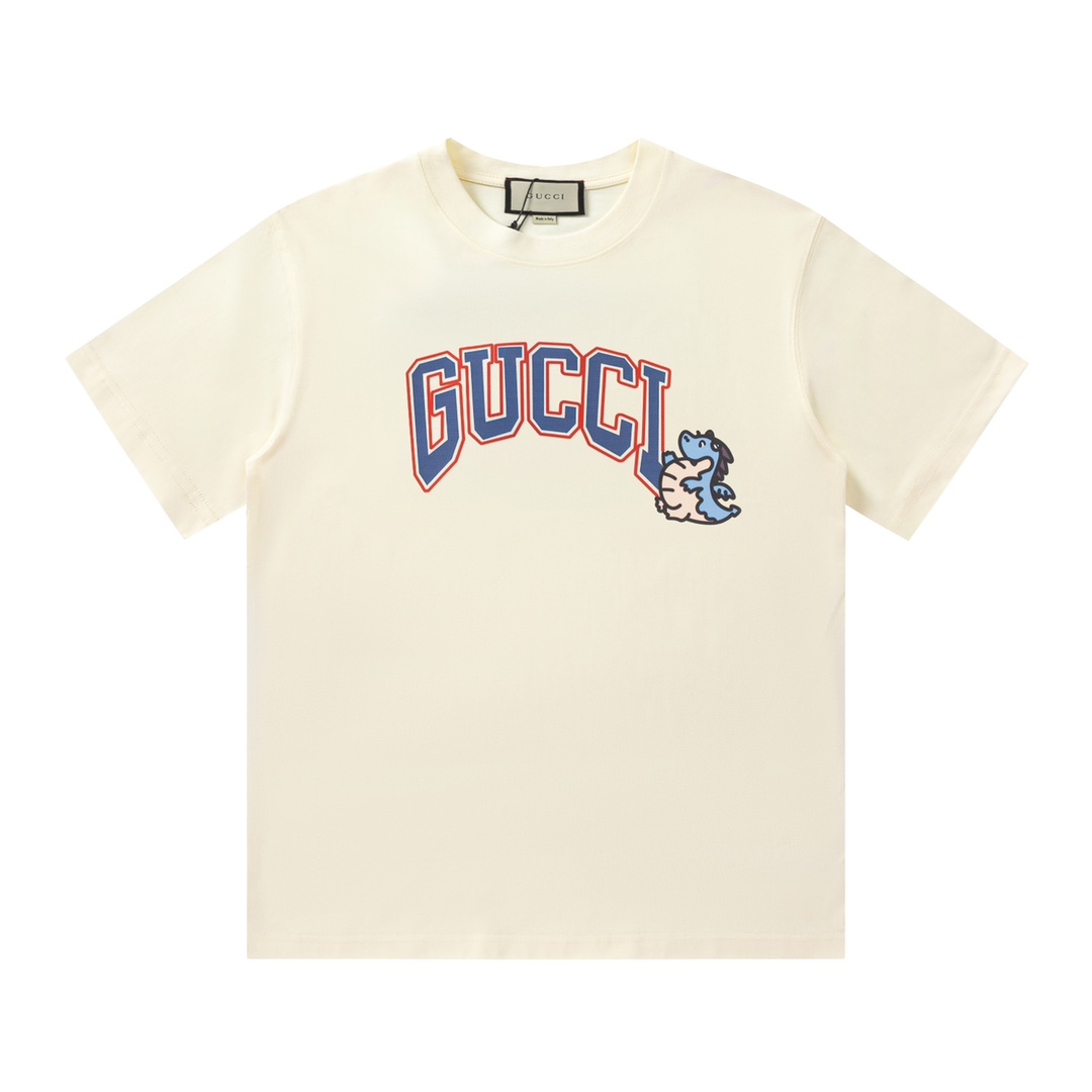 Camiseta de manga corta con logo de edición limitada del Año del Dragón Gucci/Gucci, logo refinado y actualizado, tejid…