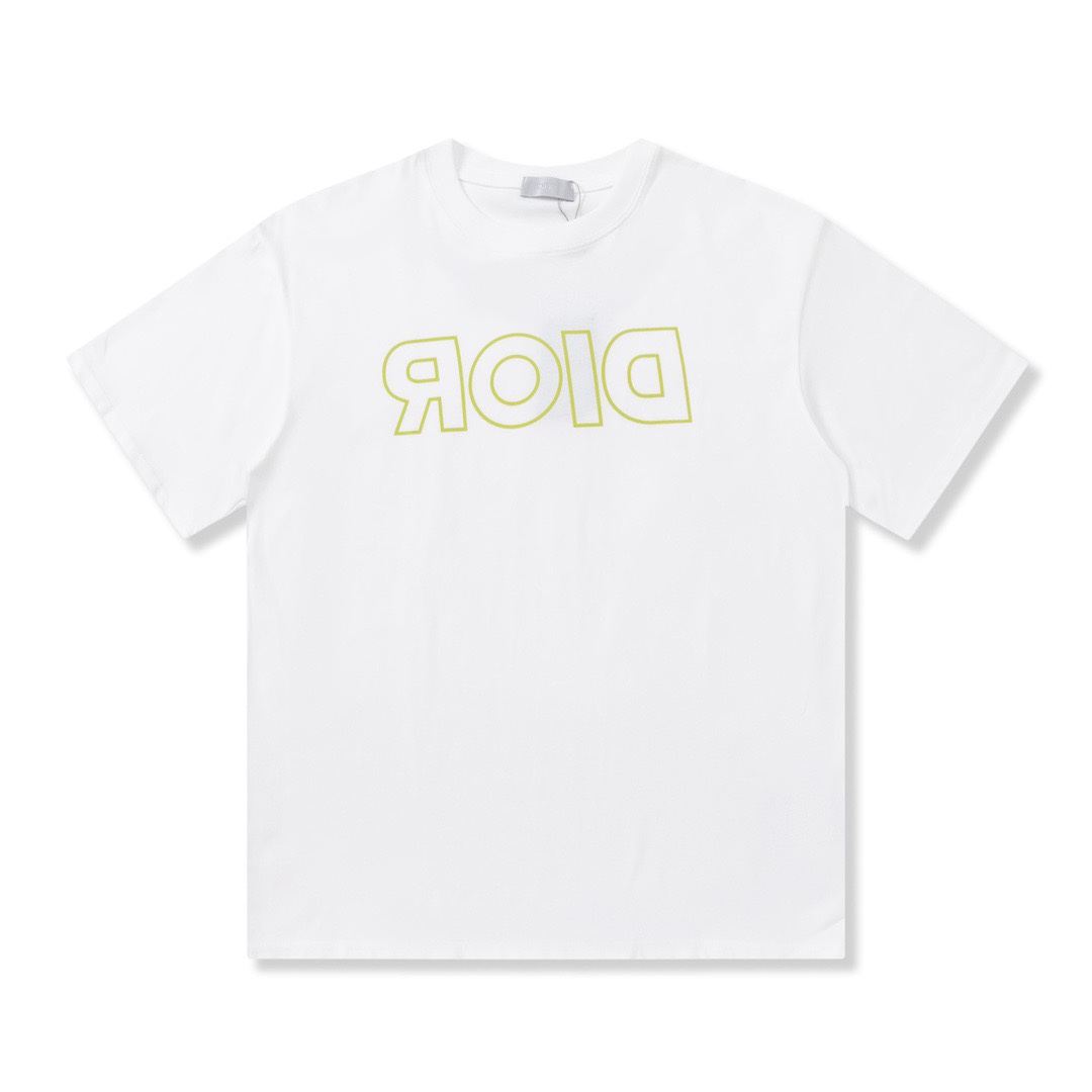 Camiseta Dior/Dior 23SS de manga corta con logo fluorescente estampado. Logo fluorescente estampado en el pecho. La tel…