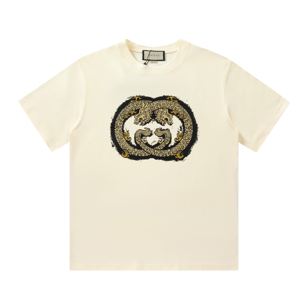Camiseta de manga corta con logo de edición limitada del Año del Dragón Gucci/Gucci, logo refinado y actualizado, tejid…