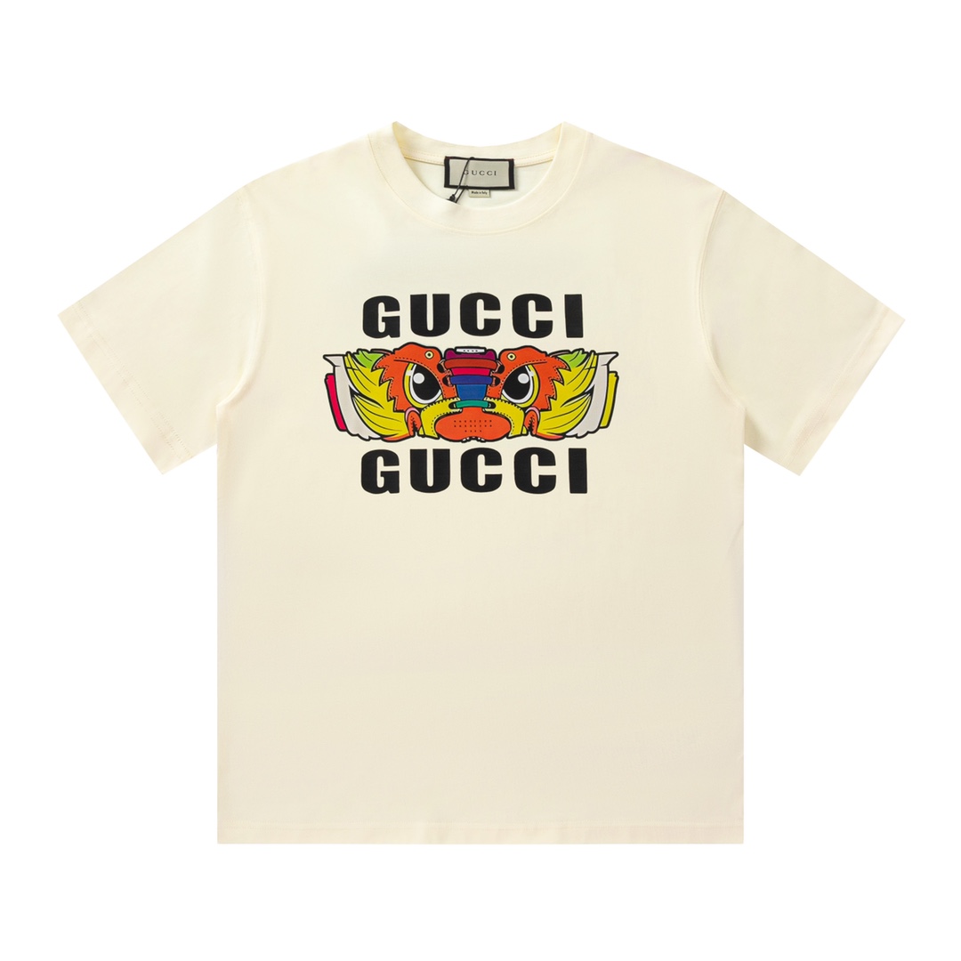 Camiseta de manga corta con logo de edición limitada del Año del Dragón Gucci/Gucci, logo refinado y actualizado, tejid…