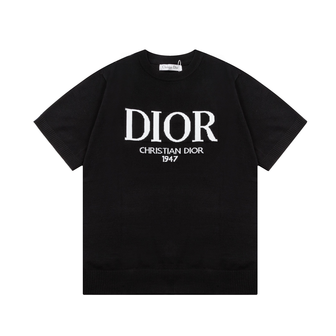 Camiseta de manga corta de punto DIOR/Dior 24ss nueva temporada primavera. Nuevo título 16, tejido virgen Tencel, liger…