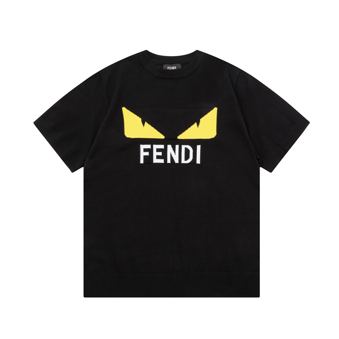 FENDI/Fendi 2024 pre-primavera nueva camiseta de punto manga corta. Lanzamiento importante: jersey de punto jacquard de…