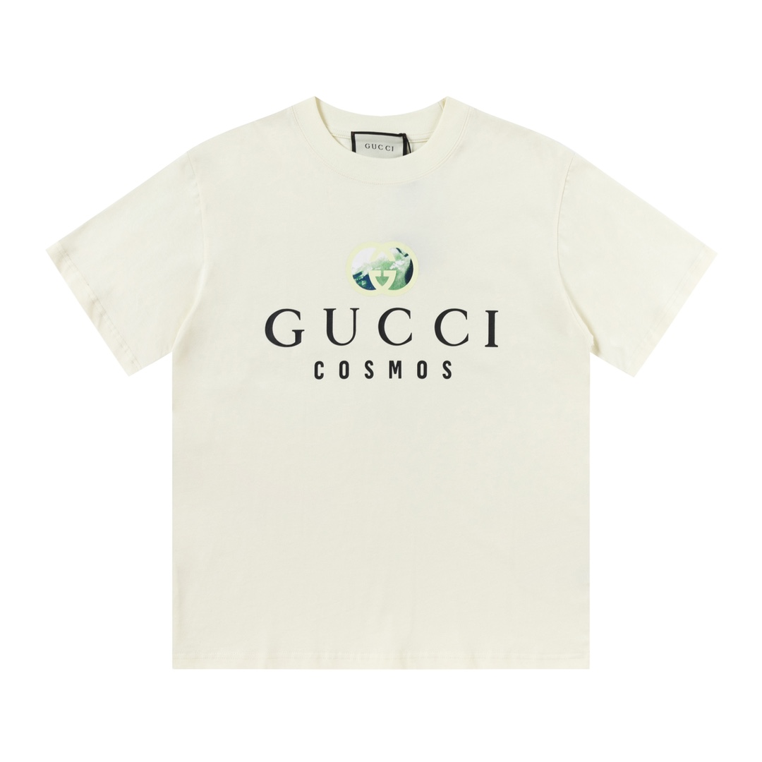 GUCCI/古驰 24ss camiseta de manga corta con letras grandes clásicas estampadas. Algodón peinado compacto de 32 cabos, alg…
