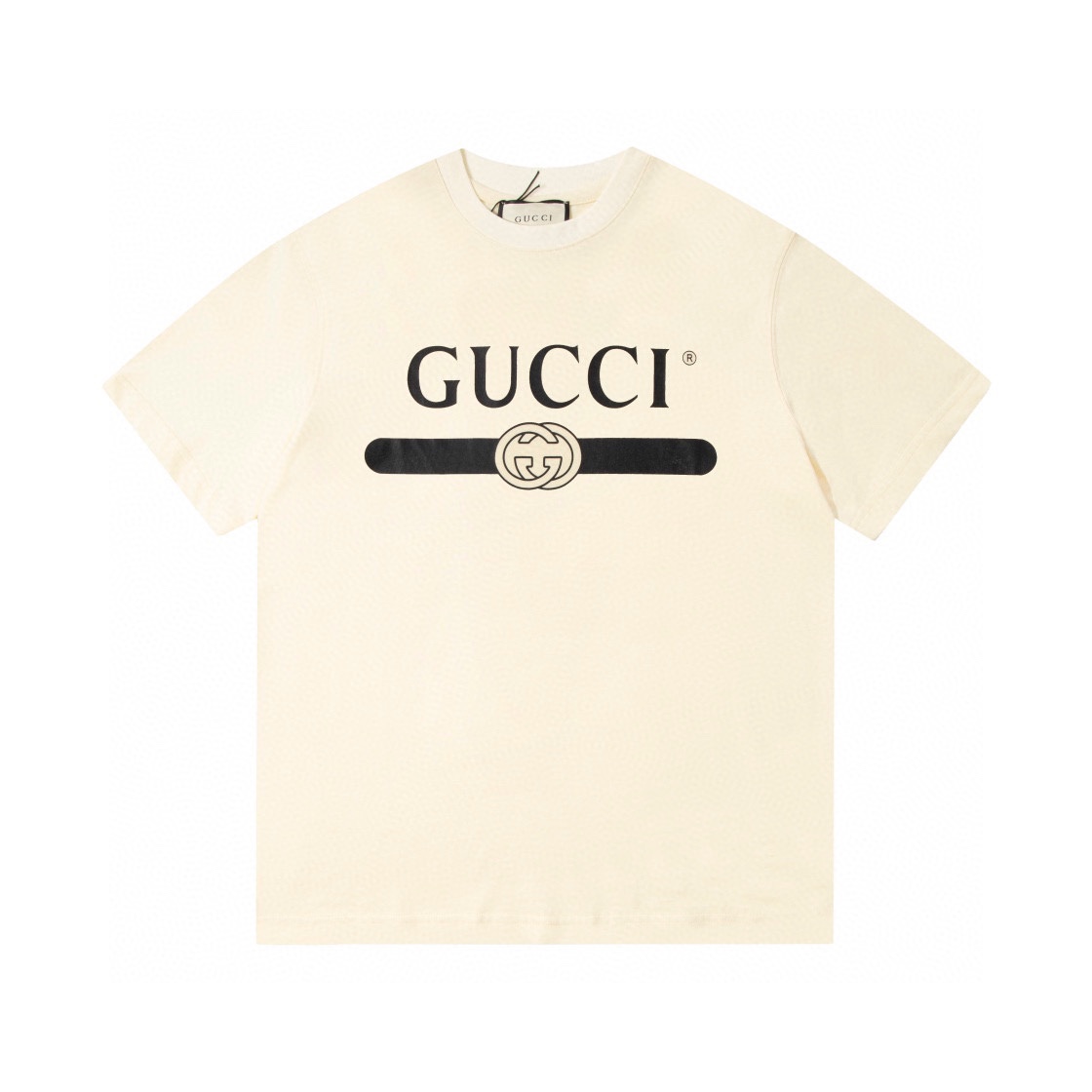 Gucci/古驰 21ss camiseta de manga corta con estampado de logo de cinturón de barra clásico. Tejido de punto de algodón pe…