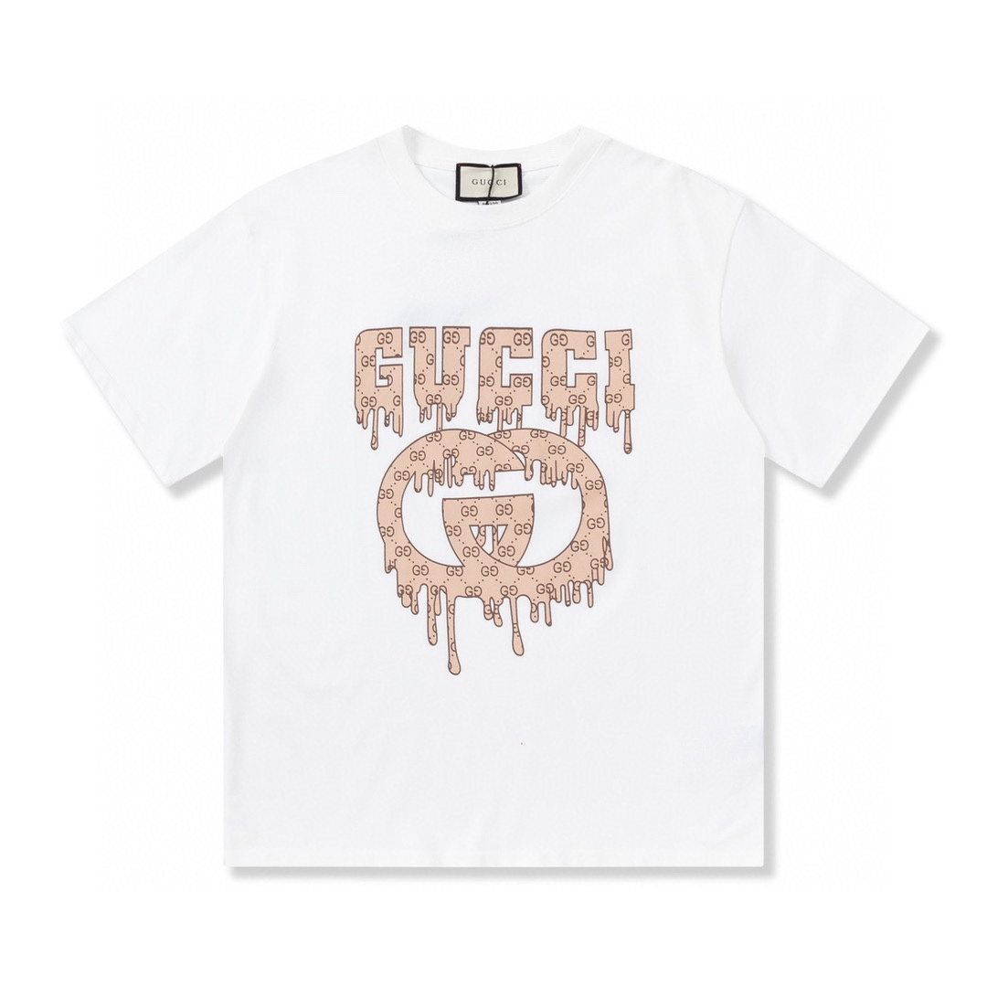 GUCCI/古驰23ss logo impreso camiseta de manga corta. Operación original, tejido personalizado de 240 gramos de doble hilo…