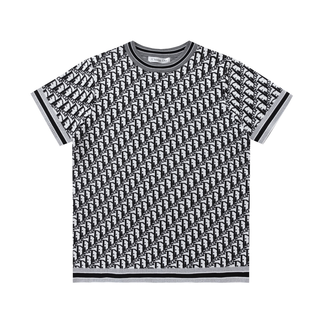 Dior / Dior's nueva camiseta holgada de manga corta de algodón puro CD de primavera y verano 2024 tejida completamente …