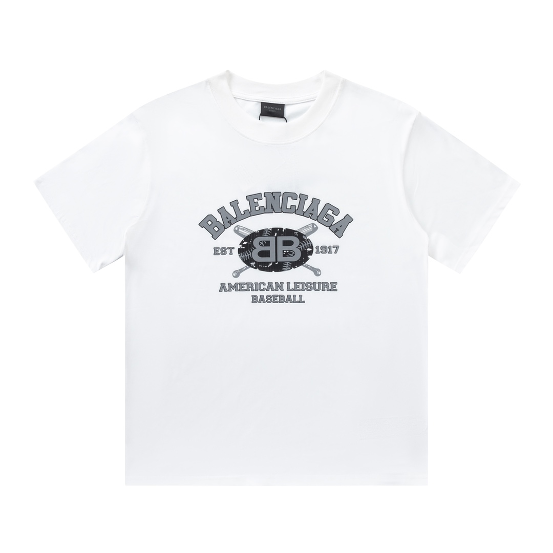 Balenciaga Ropa Camiseta Negro Blanco Universal para hombres y mujeres Colección primavera – verano Manga corta