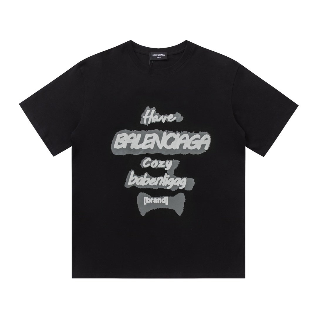 Balenciaga Ropa Camiseta Negro Blanco Universal para hombres y mujeres Colección primavera – verano Manga corta