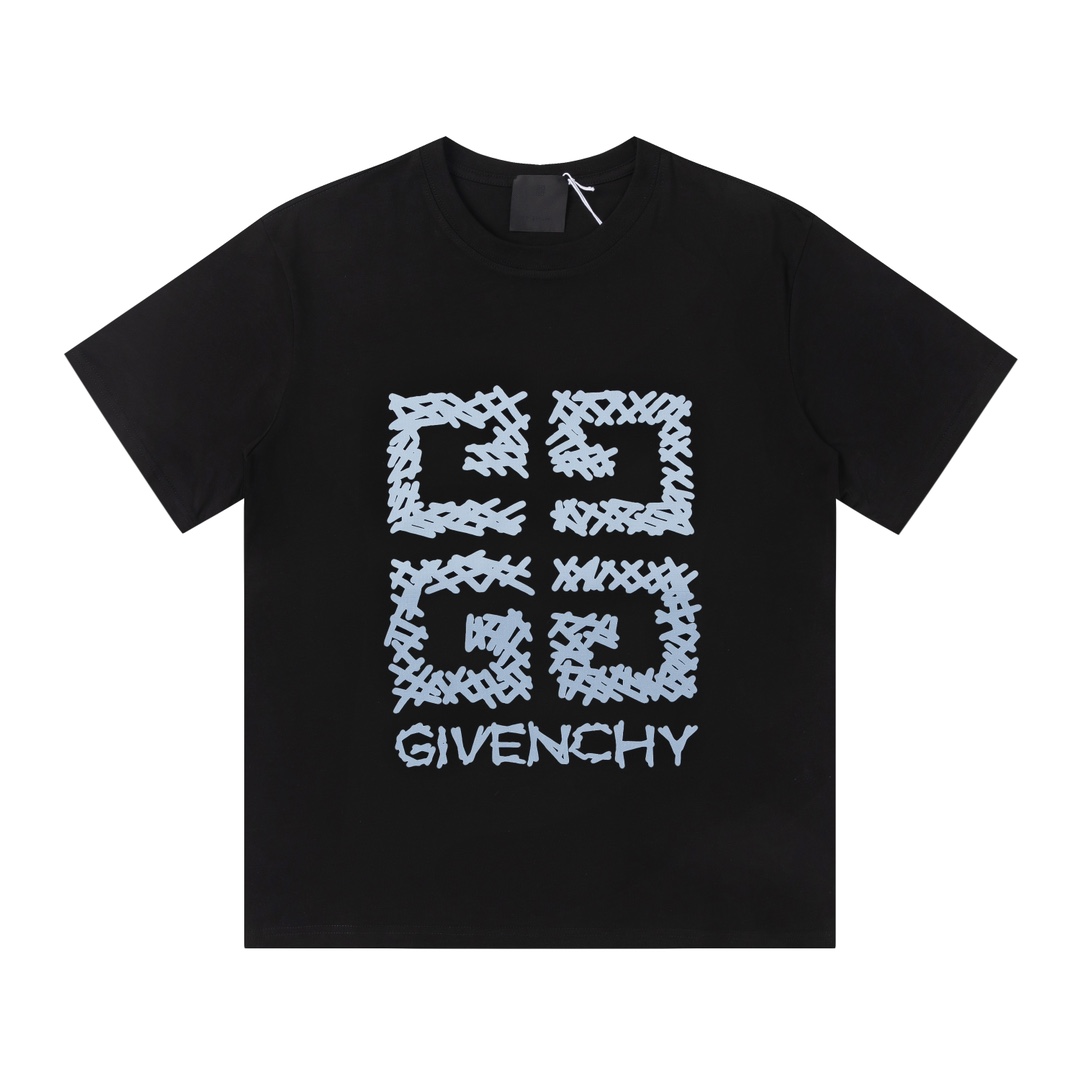 Givenchy Clothing T-Shirt Black White Printing Unisex Fashion Short Sleeve