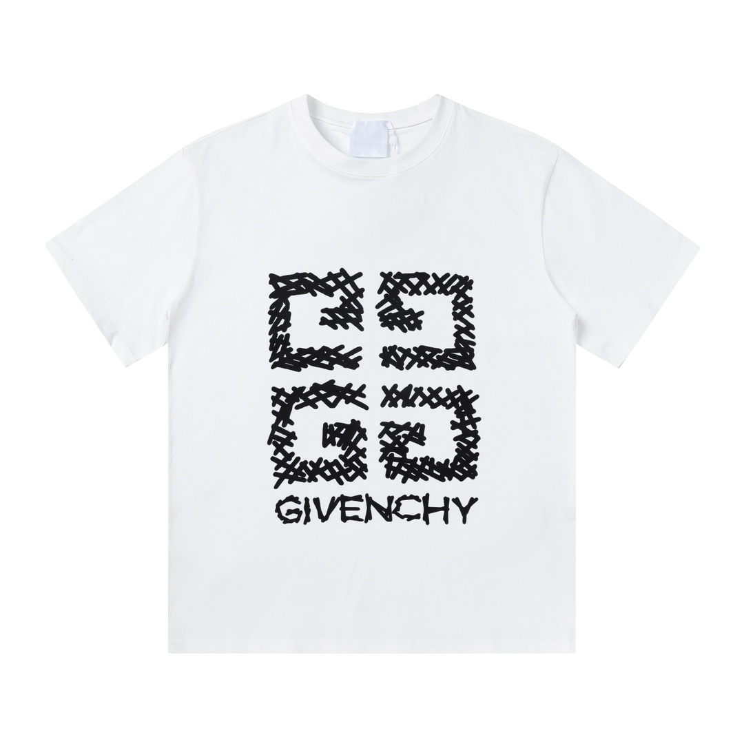 Givenchy Clothing T-Shirt Black White Printing Unisex Fashion Short Sleeve
