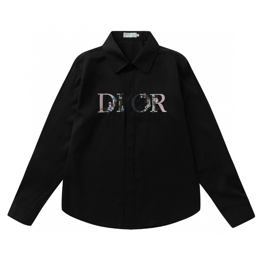 Dior Replica
 Clothing Shirts & Blouses Embroidery Unisex Fabric Fashion Long Sleeve