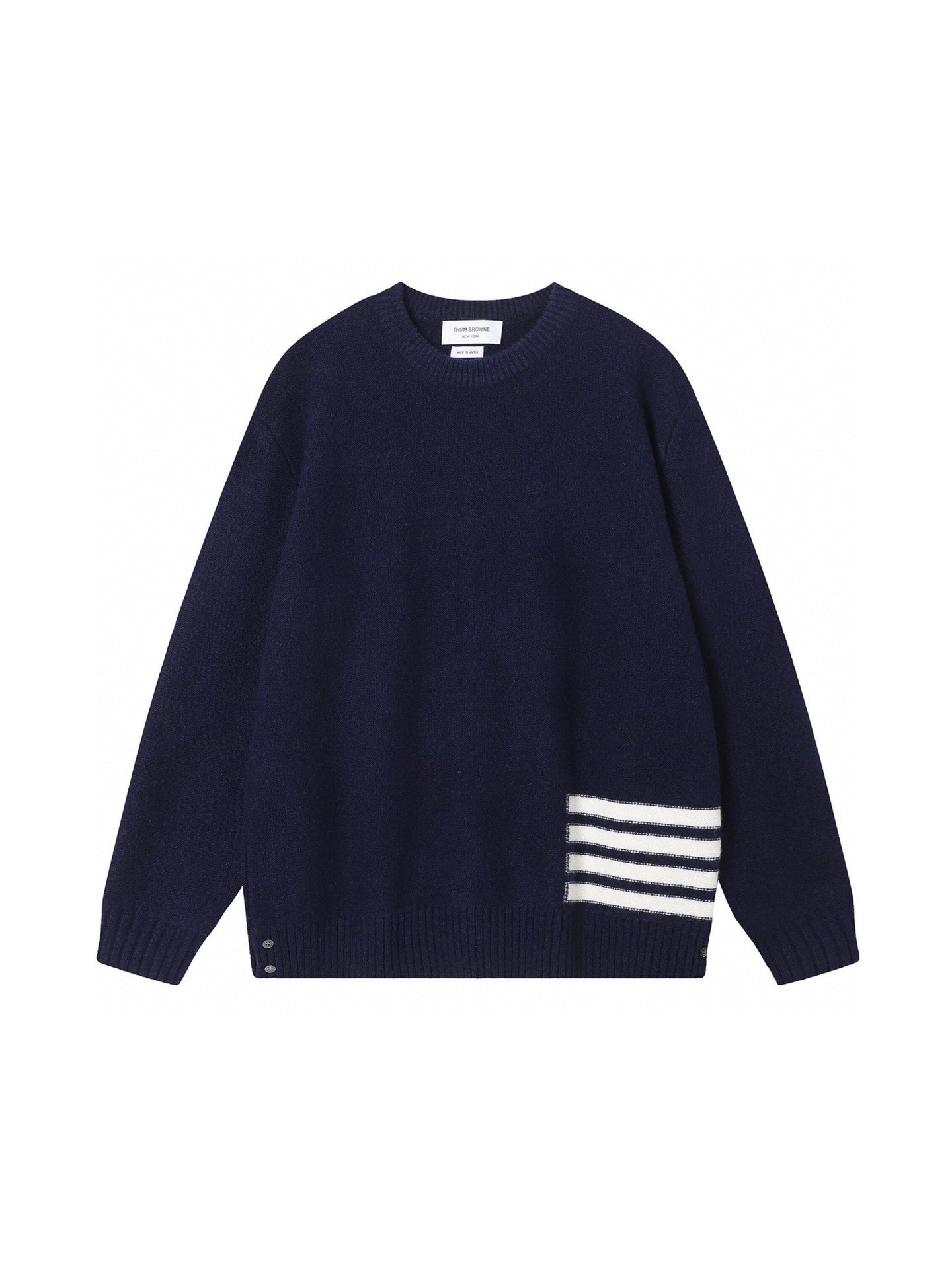 THOM BROWNE/Tom Browne producto de nueva temporada SS23, suéter de cuello redondo con cuatro rayas, unisex. Thom Browne…