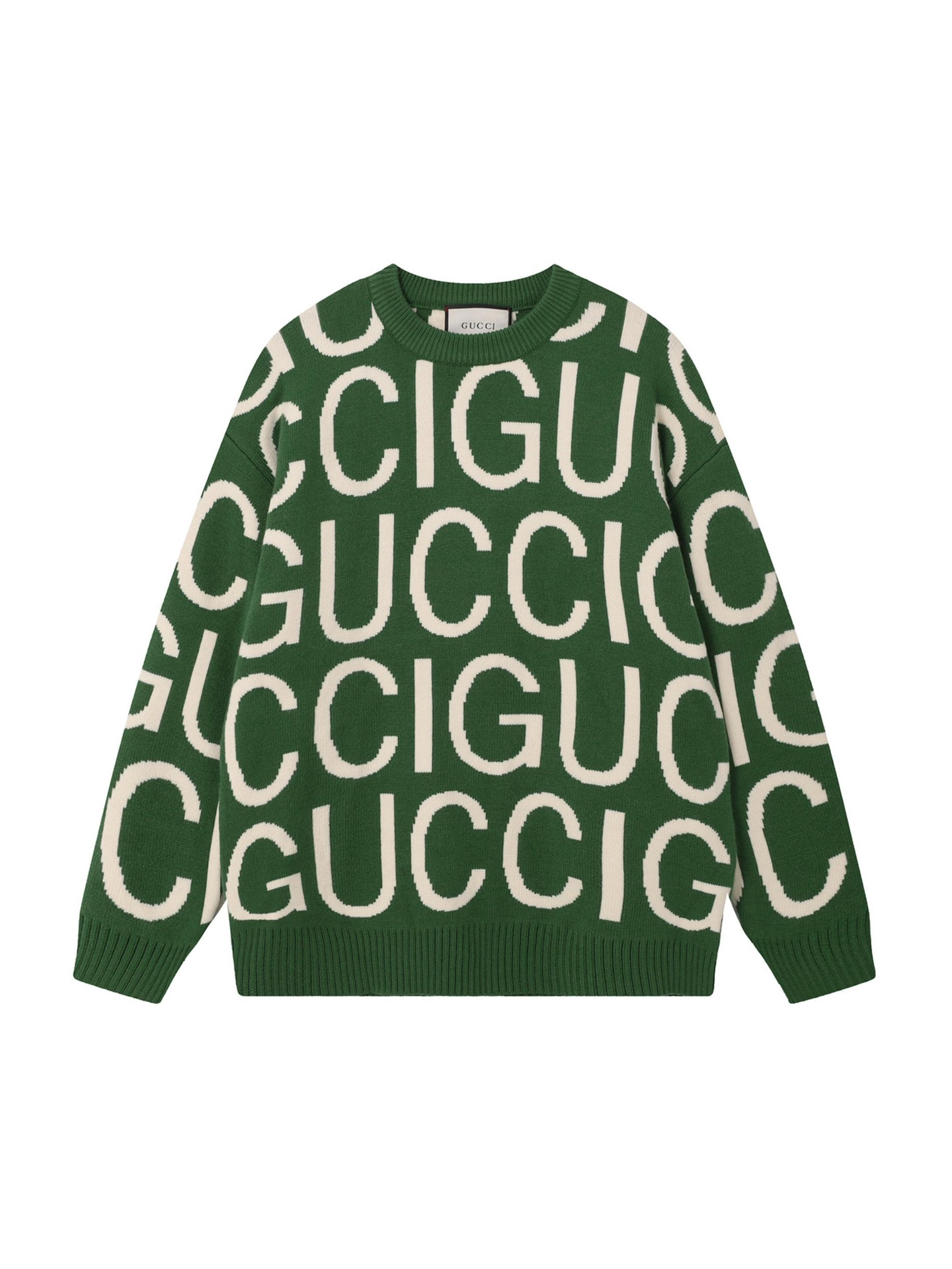 Gucci/古驰23ss提花针织圆领毛衣 2024早春系列Aprés Ski甄选将功能性与时尚感融为一体。夹绒皮革、抓绒及其他面料焕新融蕴全新标识细节。这款灰色羊毛开衫匠心缀饰醒目的Gucci嵌花，为日常衣橱注入一抹街头风 尺码：S M L