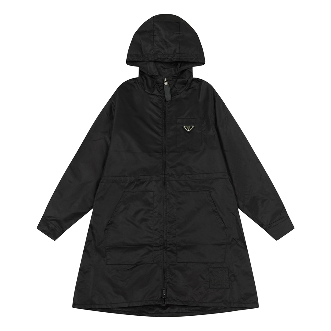 Prada/Prada chaqueta de vestido de manga larga, nuevo producto SS24. Accesorios de metal personalizados con molde origi…