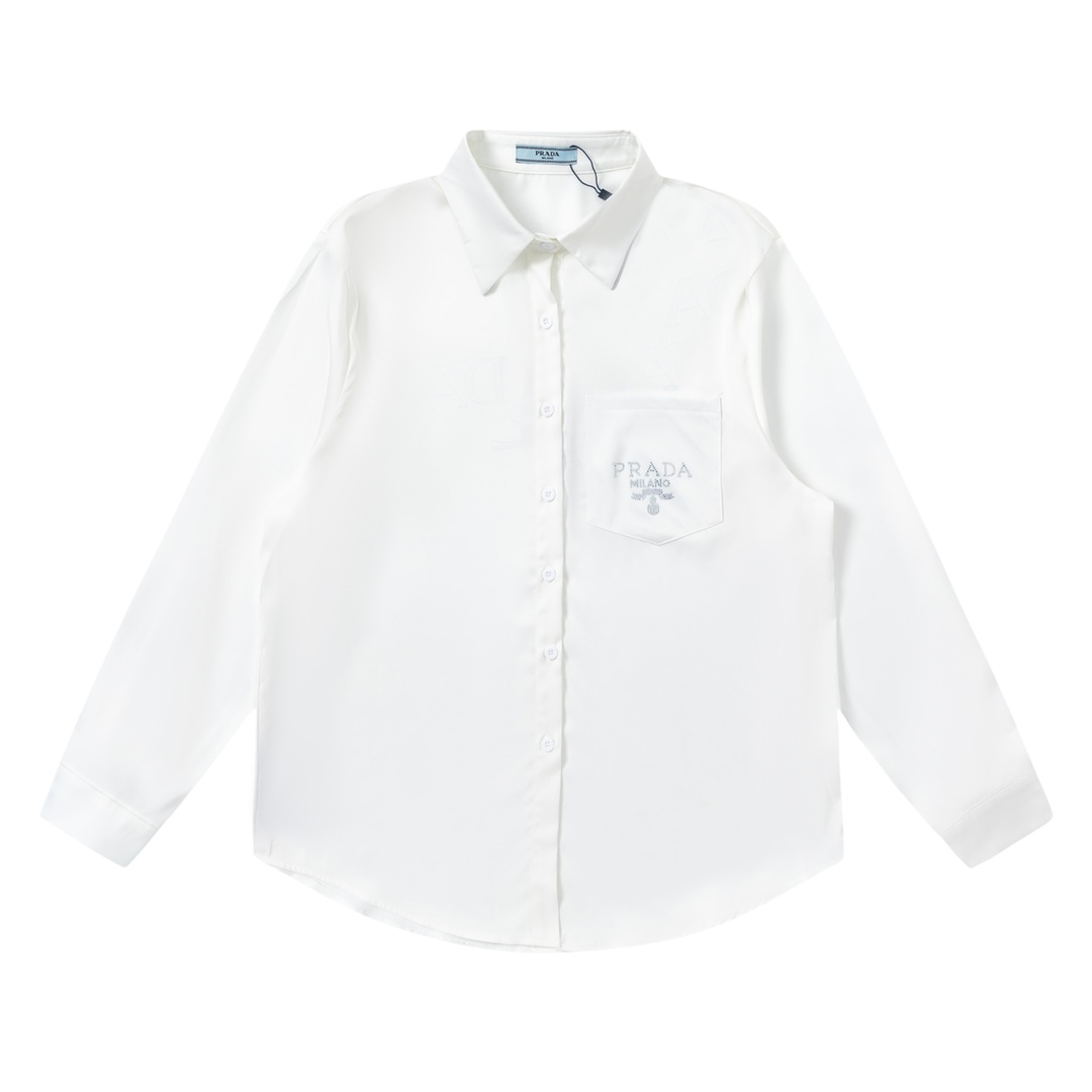 La camisa de manga larga Prada/Prada 23ss de seda Hot Diamond es lisa, suave y drapeada cuando se usa en el cuerpo. La …